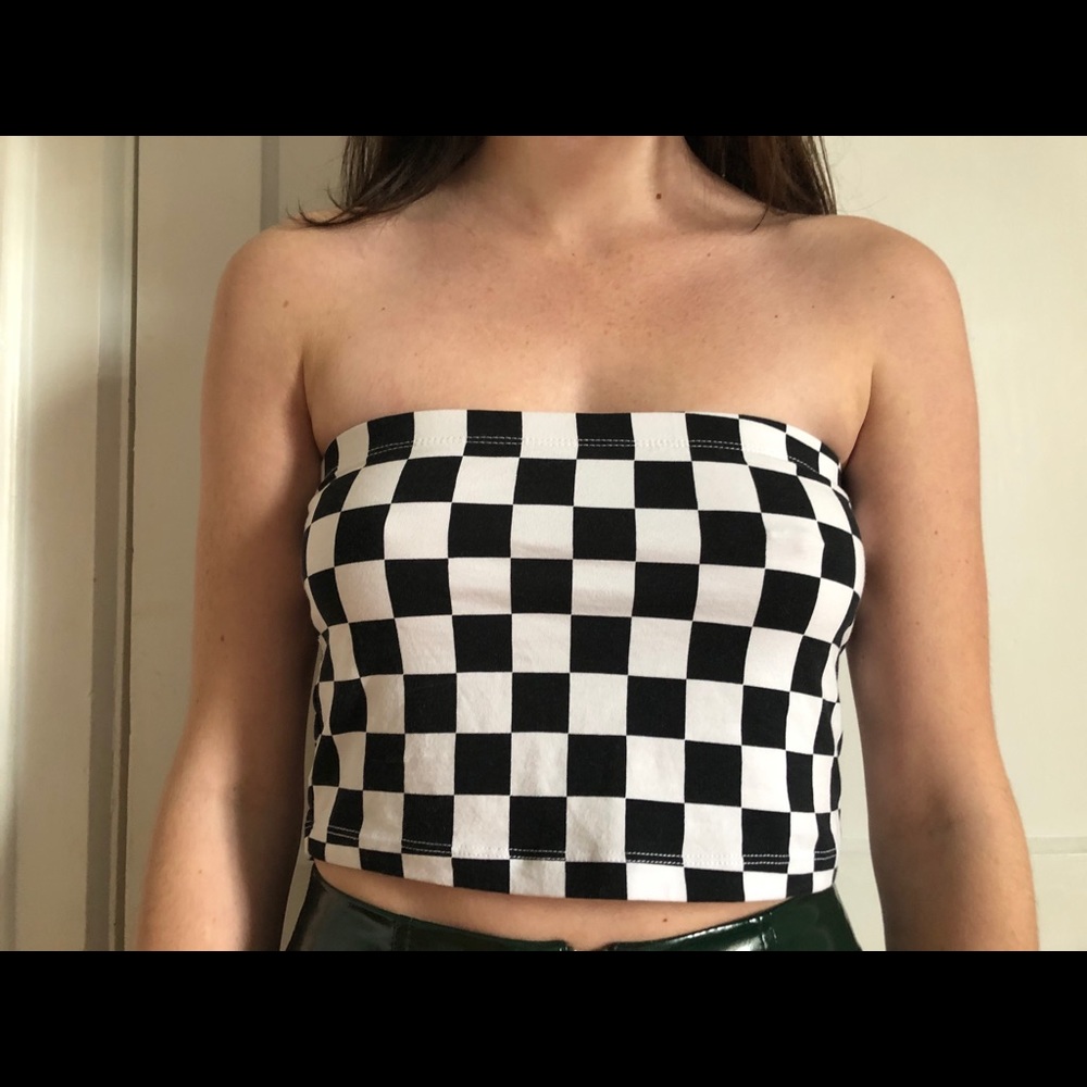 Black and White Checkered Tube Top